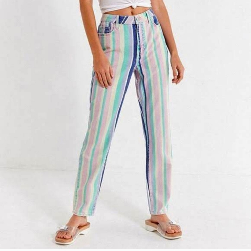 URBAN OUTFITTERS BDG PASTEL MULTI STRIPE JEANS